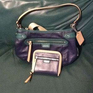 Small coach leather handbag and wallet